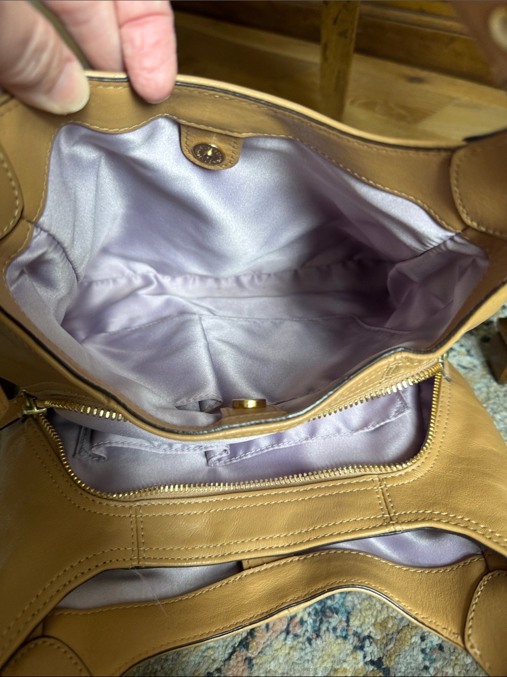 Coach Light Camel Leather Shoulder Hobo Bag with Gold Hardware - Picture 12 of 15